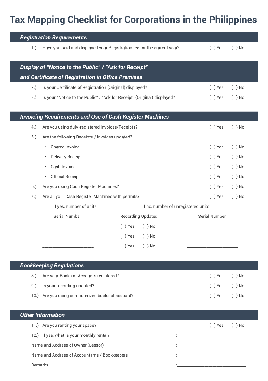 Tax Mapping for Enterprises in the Philippines